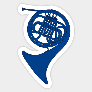 Blue French Horn Sticker